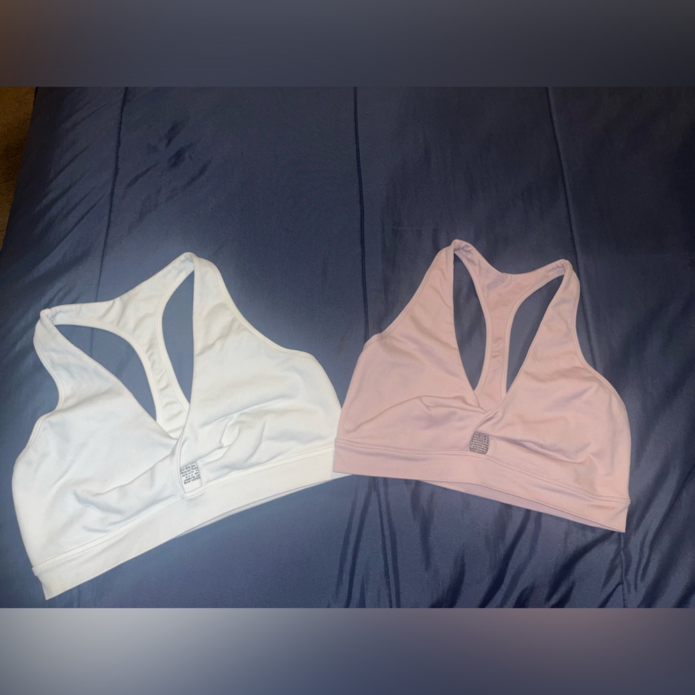 EUC VICTORIA SPORT - Set of 2 Sports Bras - White & Pink - Sz Large